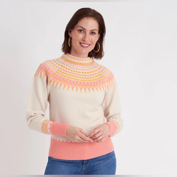 CK Bradley Fairisle Rigton Women's Cream and coral Sweater NWT